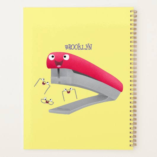 Cute red happy stapler cartoon planner (Achterkant)