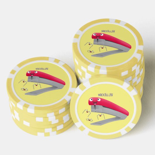 Cute red happy stapler cartoon poker chips (Opstapeling)