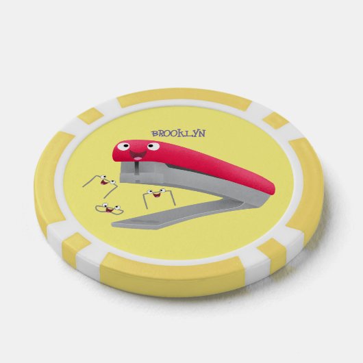 Cute red happy stapler cartoon poker chips (Enkel)