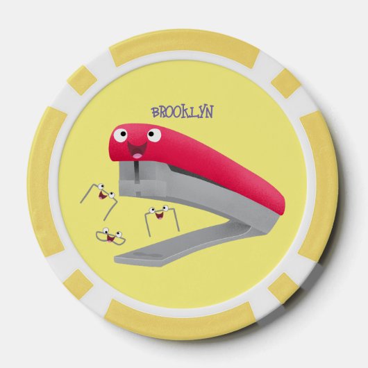 Cute red happy stapler cartoon poker chips (Achterkant)