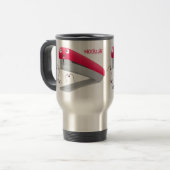 Cute red happy stapler cartoon reisbeker (Voorkant links)