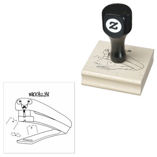 Cute red happy stapler cartoon rubberstempel (Gestempeld)