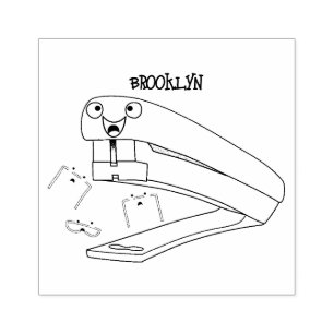 Cute red happy stapler cartoon rubberstempel