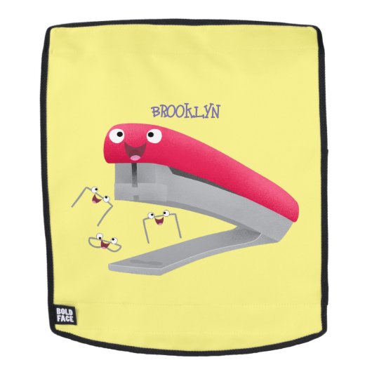Cute red happy stapler cartoon rugtassen (Verwijderbaar gezicht)