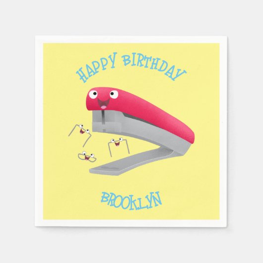 Cute red happy stapler cartoon servet (Voorkant)