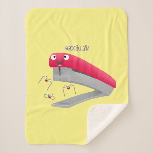 Cute red happy stapler cartoon sherpa deken (Voorkant)