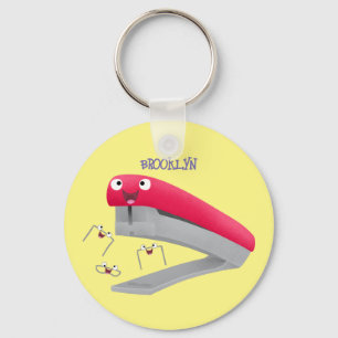 Cute red happy stapler cartoon sleutelhanger
