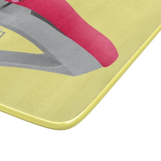 Cute red happy stapler cartoon snijplank (Hoek)