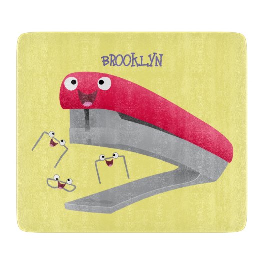 Cute red happy stapler cartoon snijplank (Voorkant)