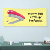 Cute red happy stapler cartoon spandoek (Beurs)