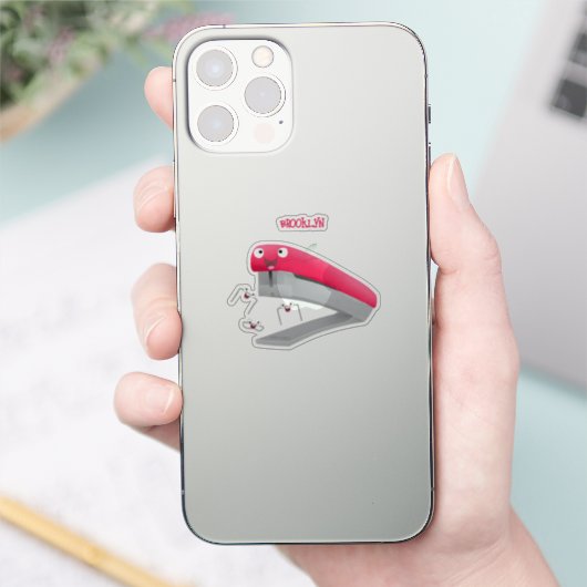 Cute red happy stapler cartoon sticker (Telefoon)