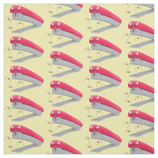 Cute red happy stapler cartoon stof (Swatch)