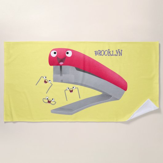 Cute red happy stapler cartoon strandlaken (Voorkant)