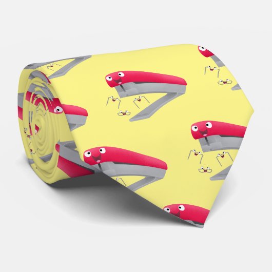 Cute red happy stapler cartoon stropdas (Opgerold)