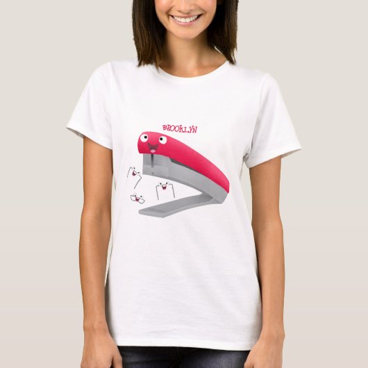 Cute red happy stapler cartoon t-shirt (Voorkant)