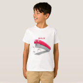 Cute red happy stapler cartoon t-shirt (Voorkant volledig)