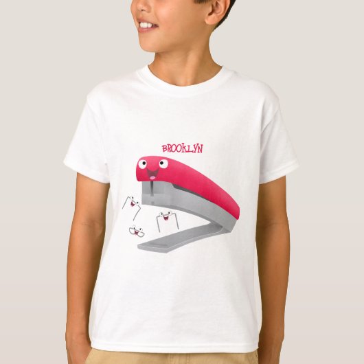 Cute red happy stapler cartoon t-shirt (Voorkant)