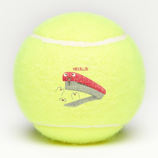 Cute red happy stapler cartoon tennisballen (Achterkant)