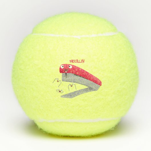 Cute red happy stapler cartoon tennisballen (Voorkant)