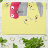 Cute red happy stapler cartoon theedoek (Gevouwen)