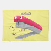 Cute red happy stapler cartoon theedoek (Horizontaal)