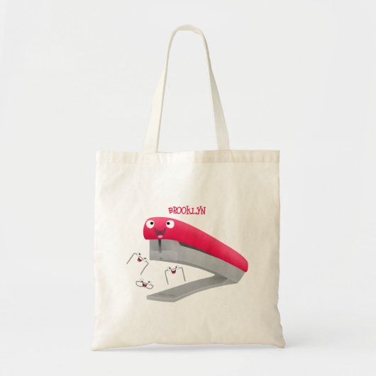 Cute red happy stapler cartoon tote bag (Voorkant)