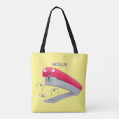 Cute red happy stapler cartoon tote bag (Achterkant)