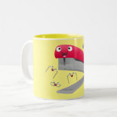 Cute red happy stapler cartoon tweekleurige koffiemok (Voorkant links)