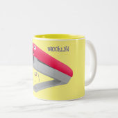 Cute red happy stapler cartoon tweekleurige koffiemok (Voorkant rechts)