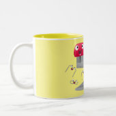 Cute red happy stapler cartoon tweekleurige koffiemok (Links)