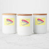 Cute red happy stapler cartoon voedselcontainer etiket (Flessen)