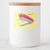 Cute red happy stapler cartoon voedselcontainer etiket (Voorkant)