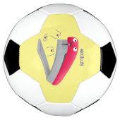 Cute red happy stapler cartoon voetbal (Gedraaid)