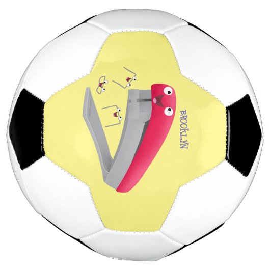 Cute red happy stapler cartoon voetbal (Gedraaid)