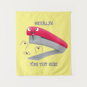 Cute red happy stapler cartoon wandkleed