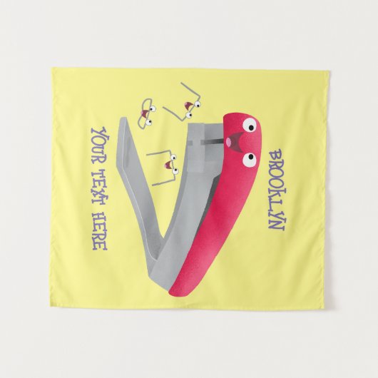 Cute red happy stapler cartoon wandkleed (Voorkant (horizontaal))