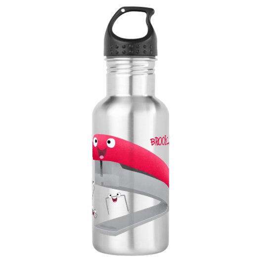 Cute red happy stapler cartoon waterfles  (Voorkant)