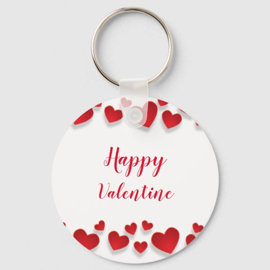 Cute Red Happy Valentijn Love Hearts Sleutelhanger (Voorkant)