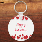 Cute Red Happy Valentijn Love Hearts Sleutelhanger (Voorkant)