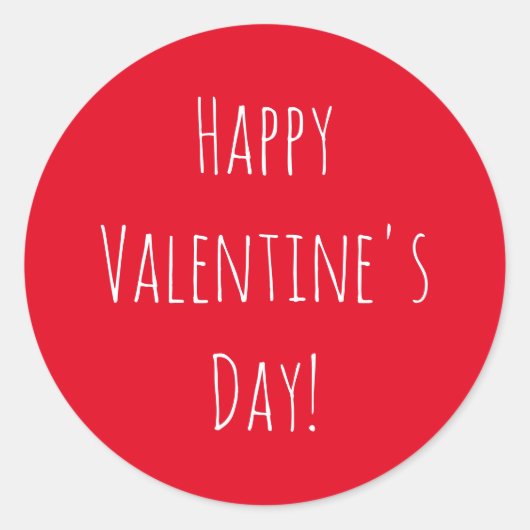 Cute Red Happy Valentine Day Ronde Sticker (Voorkant)