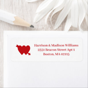 Cute red hararts Valentijnsdag Return Address Etiket