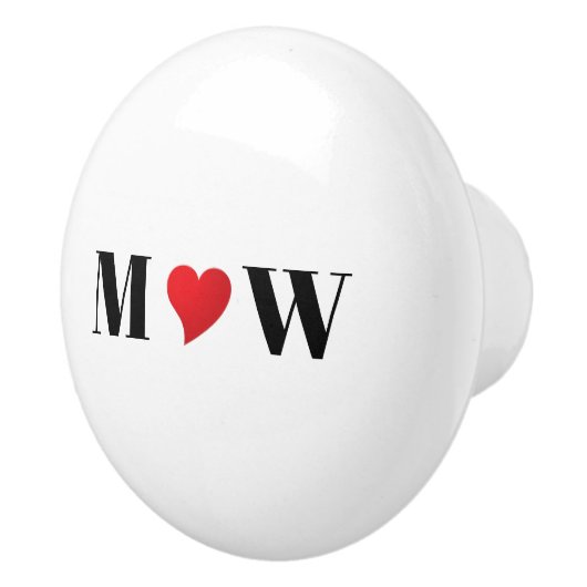 Cute red hart aangepaste initialen monogram keramische knop (Rechts)