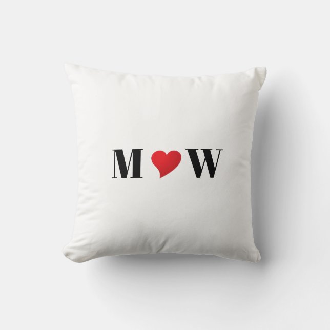 Cute red hart aangepaste initialen monogram kussen (Voorkant)