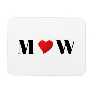 Cute red hart aangepaste initialen monogram magneet