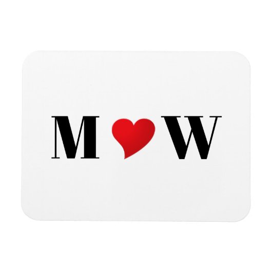 Cute red hart aangepaste initialen monogram magneet (Horizontaal)