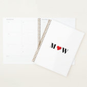 Cute red hart aangepaste initialen monogram planner (Display)