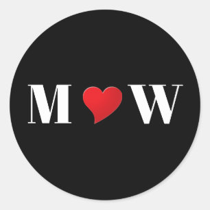 Cute red hart aangepaste initialen monogram ronde sticker