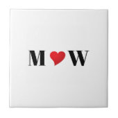 Cute red hart aangepaste initialen monogram tegeltje (Voorkant)