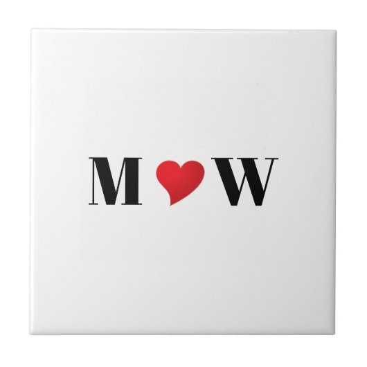 Cute red hart aangepaste initialen monogram tegeltje (Voorkant)