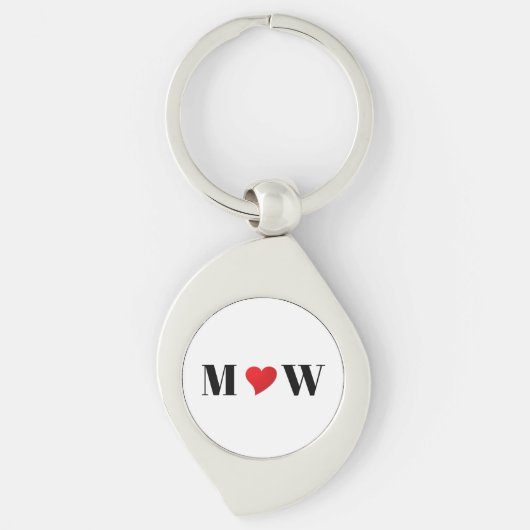 Cute red hart douane-paar initialen romantisch sleutelhanger (Voorkant)